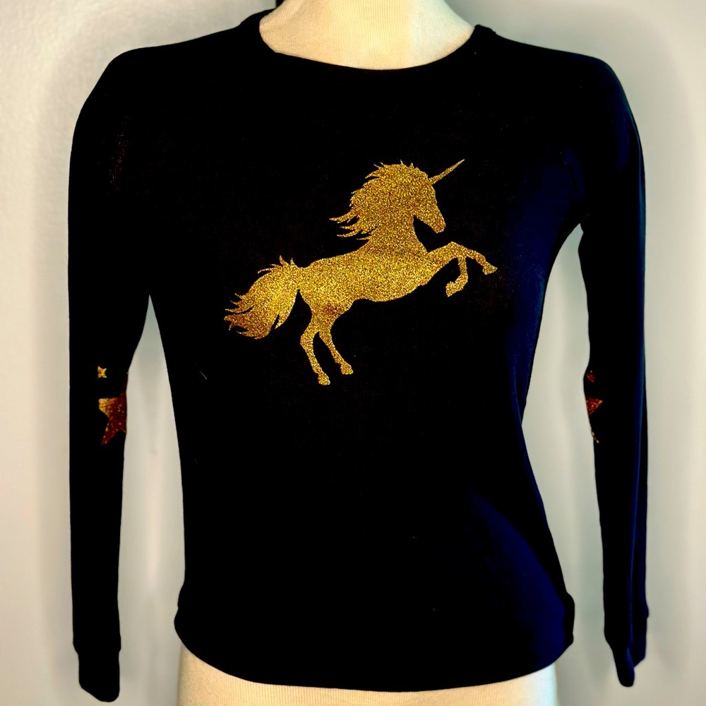 Chaser kids Golden Unicorn pullover NWT